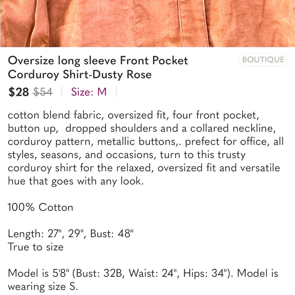 Corduroy shaket - Picture 4 of 4